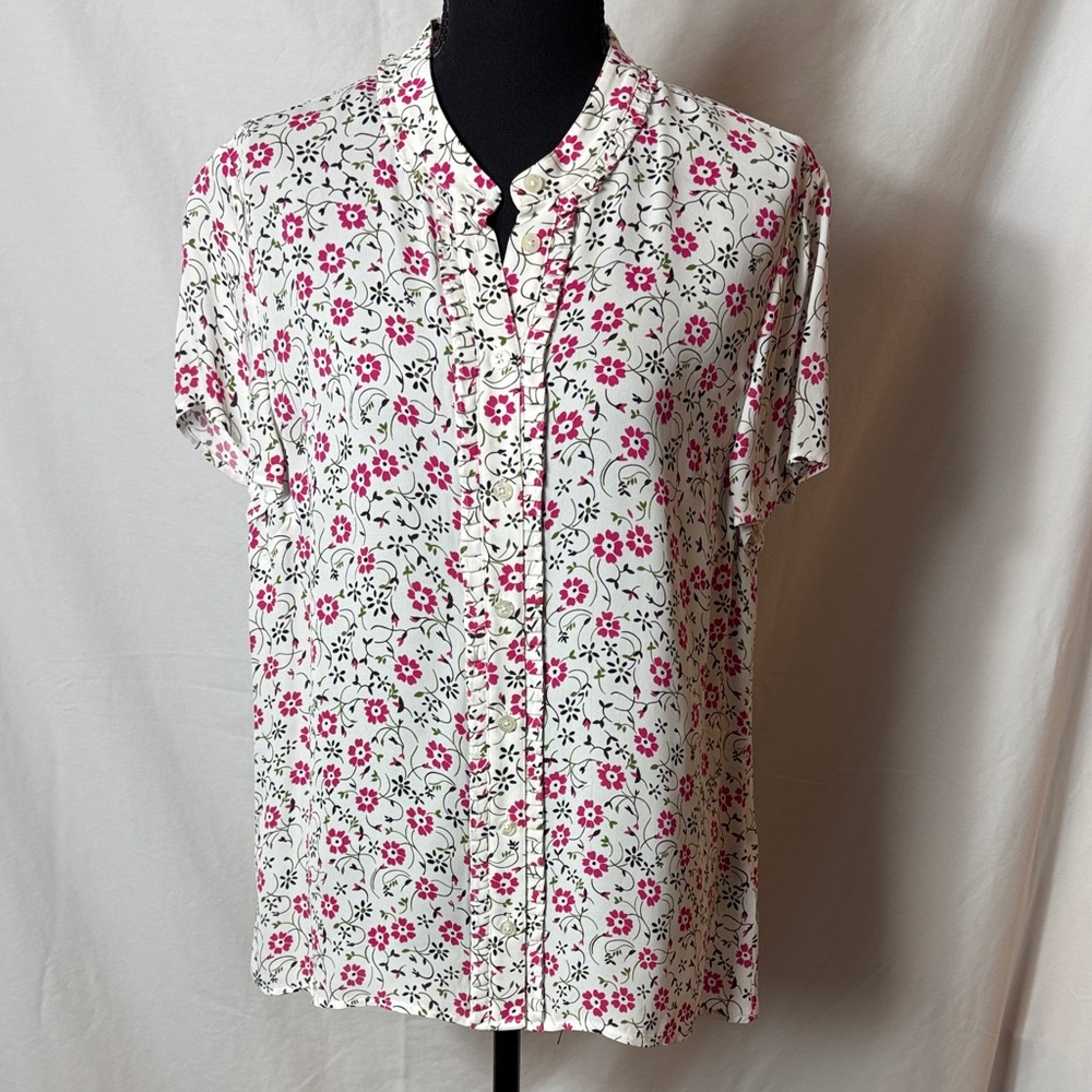 Brooks Brothers Floral Button Down Shirt - Pink and White